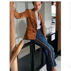 Veronica Beard Blue High Rise Jeans with Gold Stripe